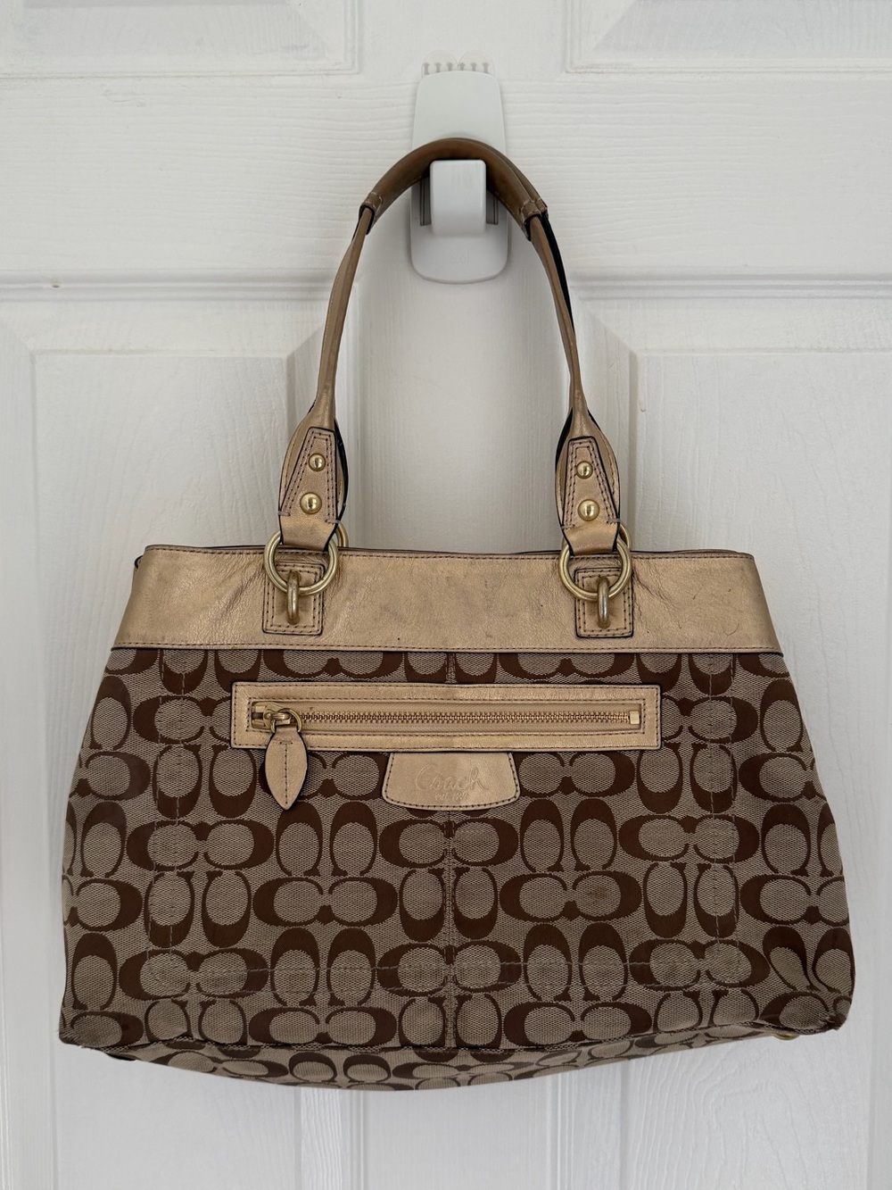 COACH Penelope Signature CC Logo Shopper Hanbag Bag *Authentic